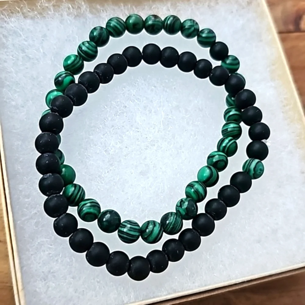 Natural Lava Stone Tiger Eye Beaded Yoga Bracelets, Elasticated - Picture 2 of 3